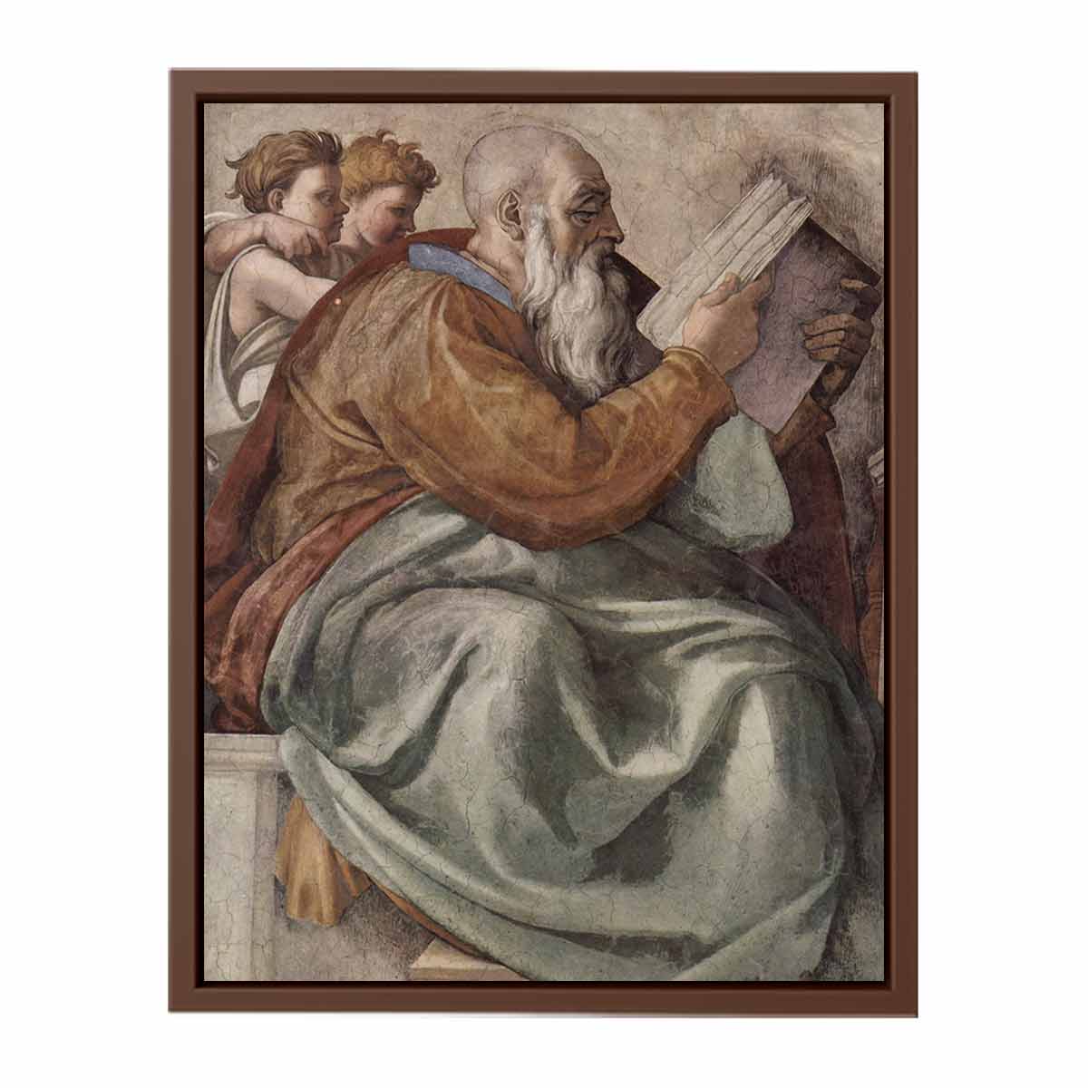 Deckenfresko zur Schöpfungsgeschichte in der Sixtinischen Kapelle, Szene in Lünette: Der Prophet Zacharias, Detail By Michelangelo Buonarroti