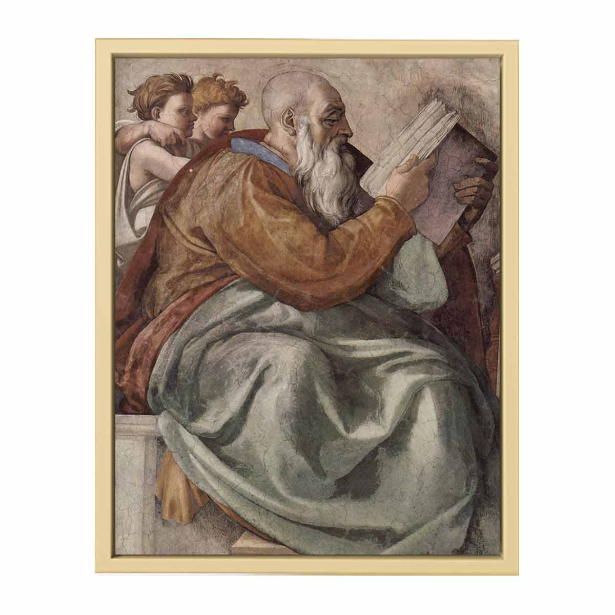 Deckenfresko zur Schöpfungsgeschichte in der Sixtinischen Kapelle, Szene in Lünette: Der Prophet Zacharias, Detail By Michelangelo Buonarroti