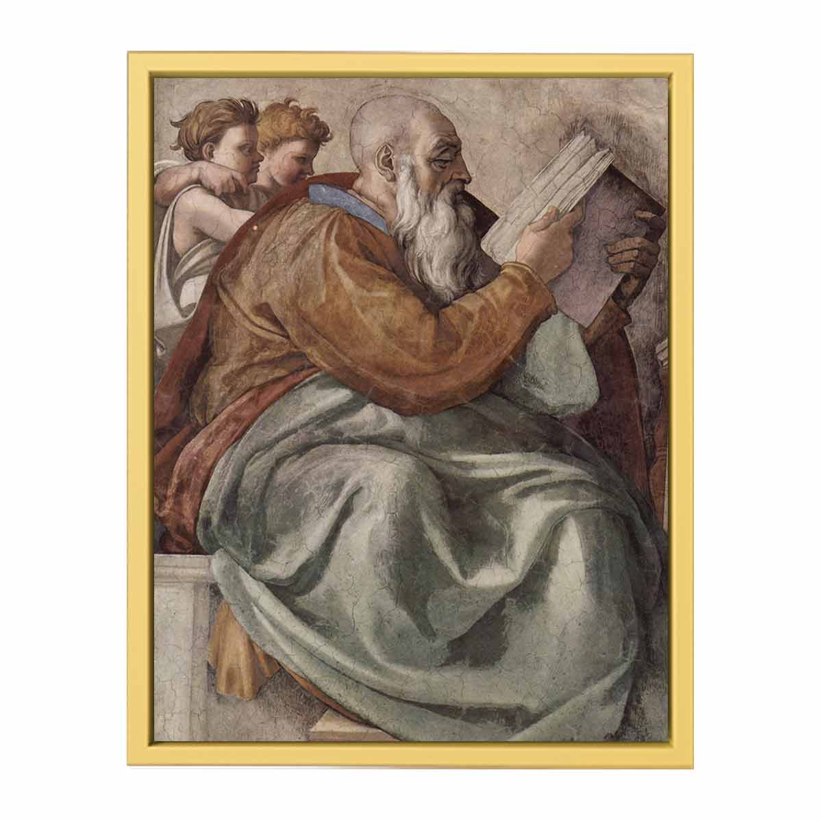 Deckenfresko zur Schöpfungsgeschichte in der Sixtinischen Kapelle, Szene in Lünette: Der Prophet Zacharias, Detail By Michelangelo Buonarroti