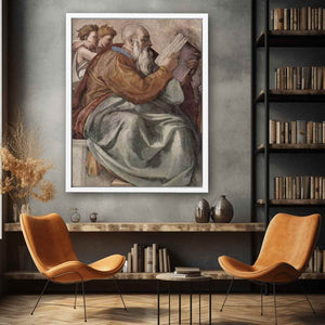 Deckenfresko zur Schöpfungsgeschichte in der Sixtinischen Kapelle, Szene in Lünette: Der Prophet Zacharias, Detail By Michelangelo Buonarroti