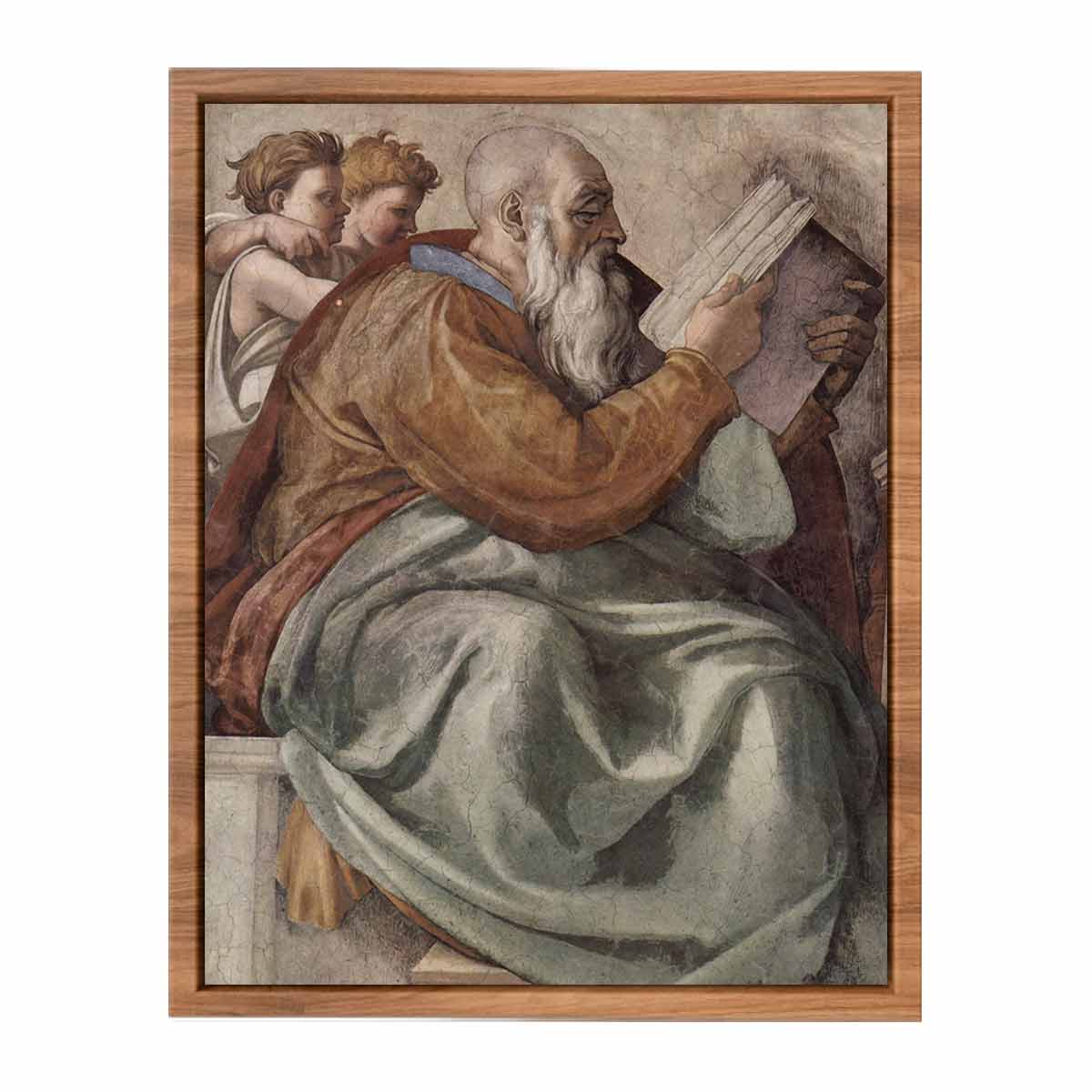 Deckenfresko zur Schöpfungsgeschichte in der Sixtinischen Kapelle, Szene in Lünette: Der Prophet Zacharias, Detail By Michelangelo Buonarroti