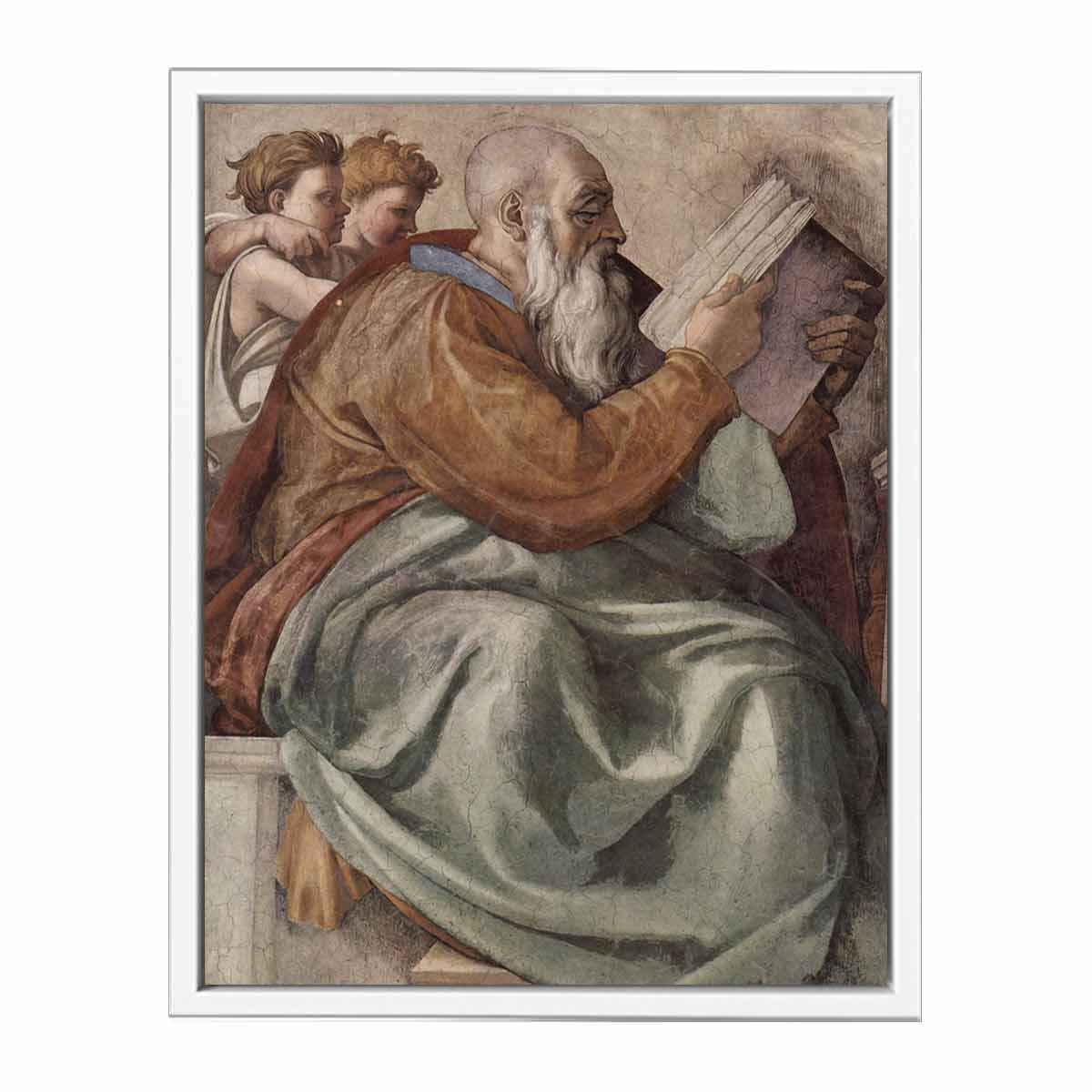 Deckenfresko zur Schöpfungsgeschichte in der Sixtinischen Kapelle, Szene in Lünette: Der Prophet Zacharias, Detail By Michelangelo Buonarroti