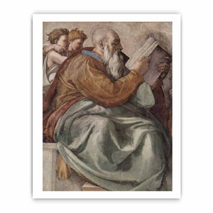 Deckenfresko zur Schöpfungsgeschichte in der Sixtinischen Kapelle, Szene in Lünette: Der Prophet Zacharias, Detail By Michelangelo Buonarroti