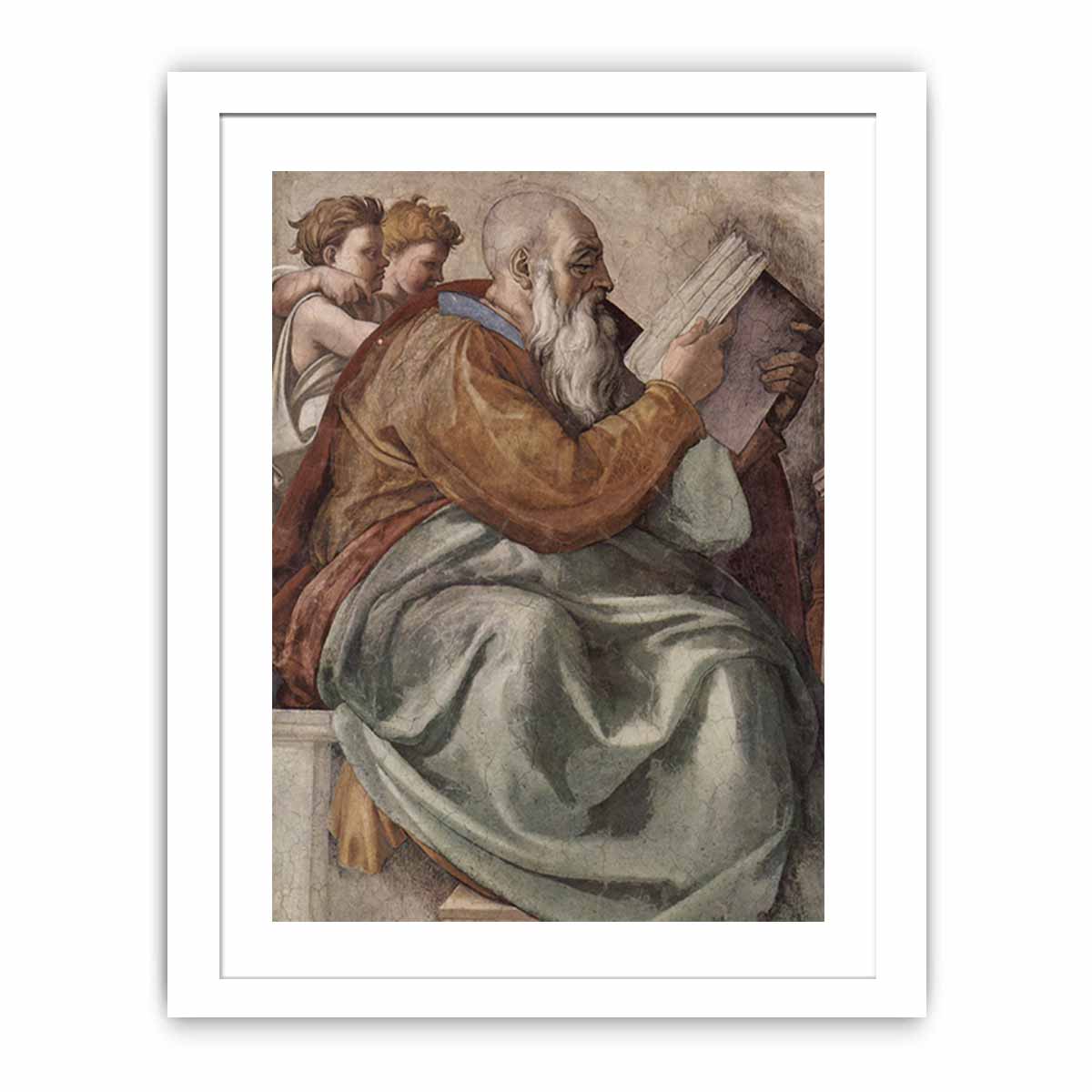 Deckenfresko zur Schöpfungsgeschichte in der Sixtinischen Kapelle, Szene in Lünette: Der Prophet Zacharias, Detail By Michelangelo Buonarroti