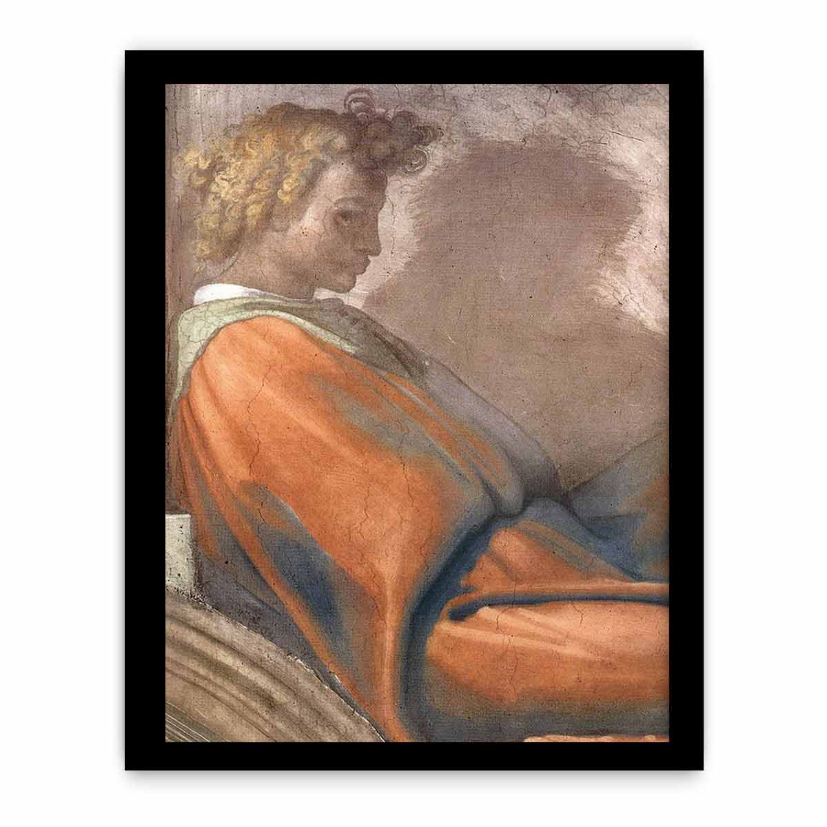 Detail des Naason-Freskos: Naason (restauriert) in einer Lünette nahe dem Altar By Michelangelo Buonarroti