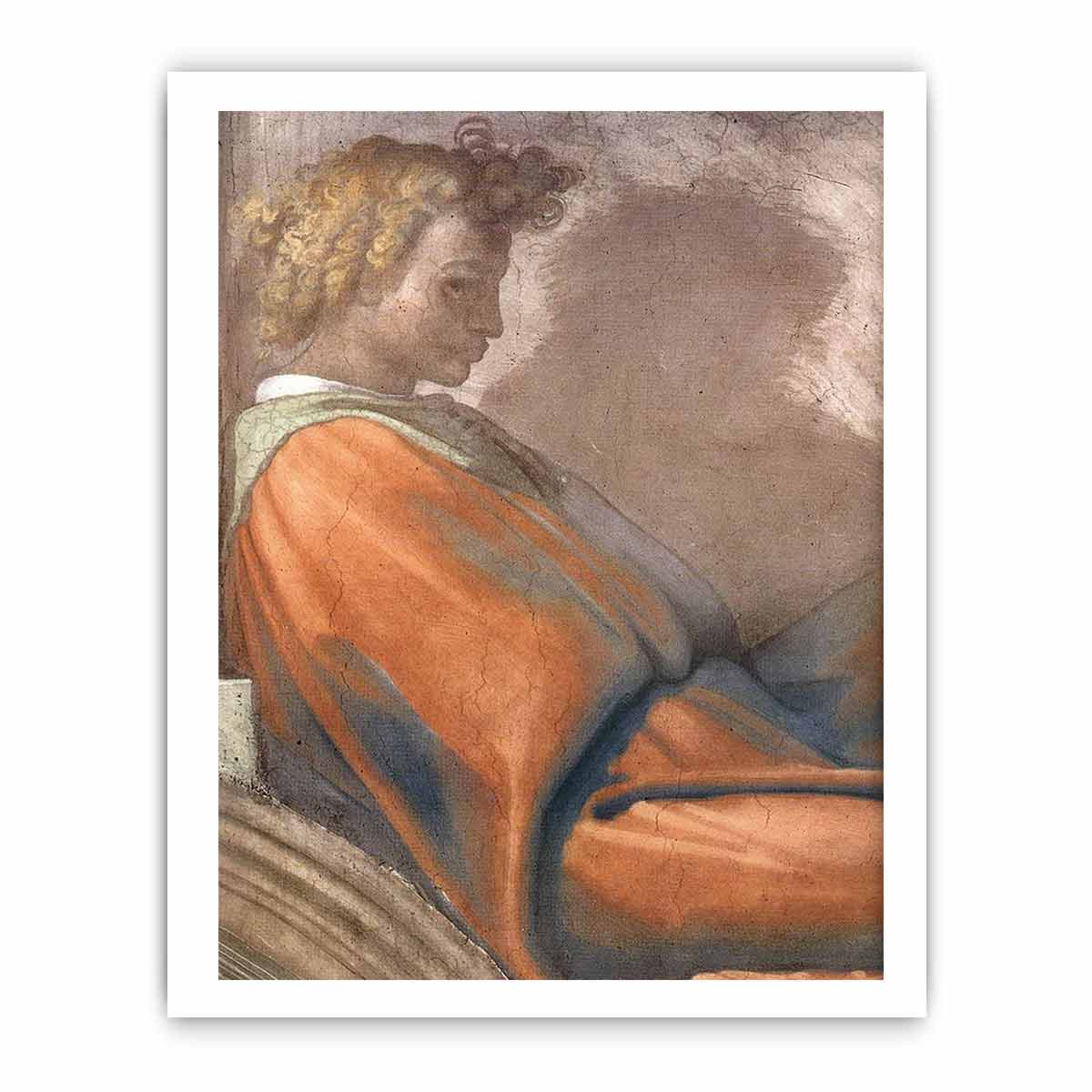 Detail des Naason-Freskos: Naason (restauriert) in einer Lünette nahe dem Altar By Michelangelo Buonarroti