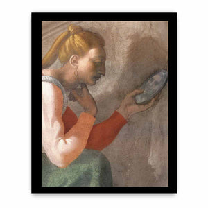 Detail des Naason-Freskos, unbekannte Frau links (restauriert) in einer Lünette nahe dem Altar By Michelangelo Buonarroti