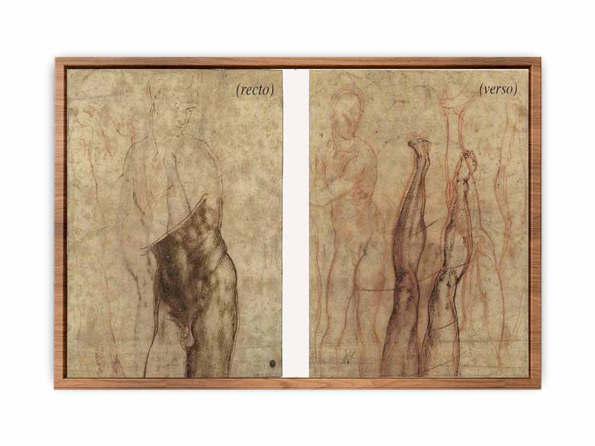 The Risen Christ a three-quarter length nude , looking down to the right, drawn over subsidiary