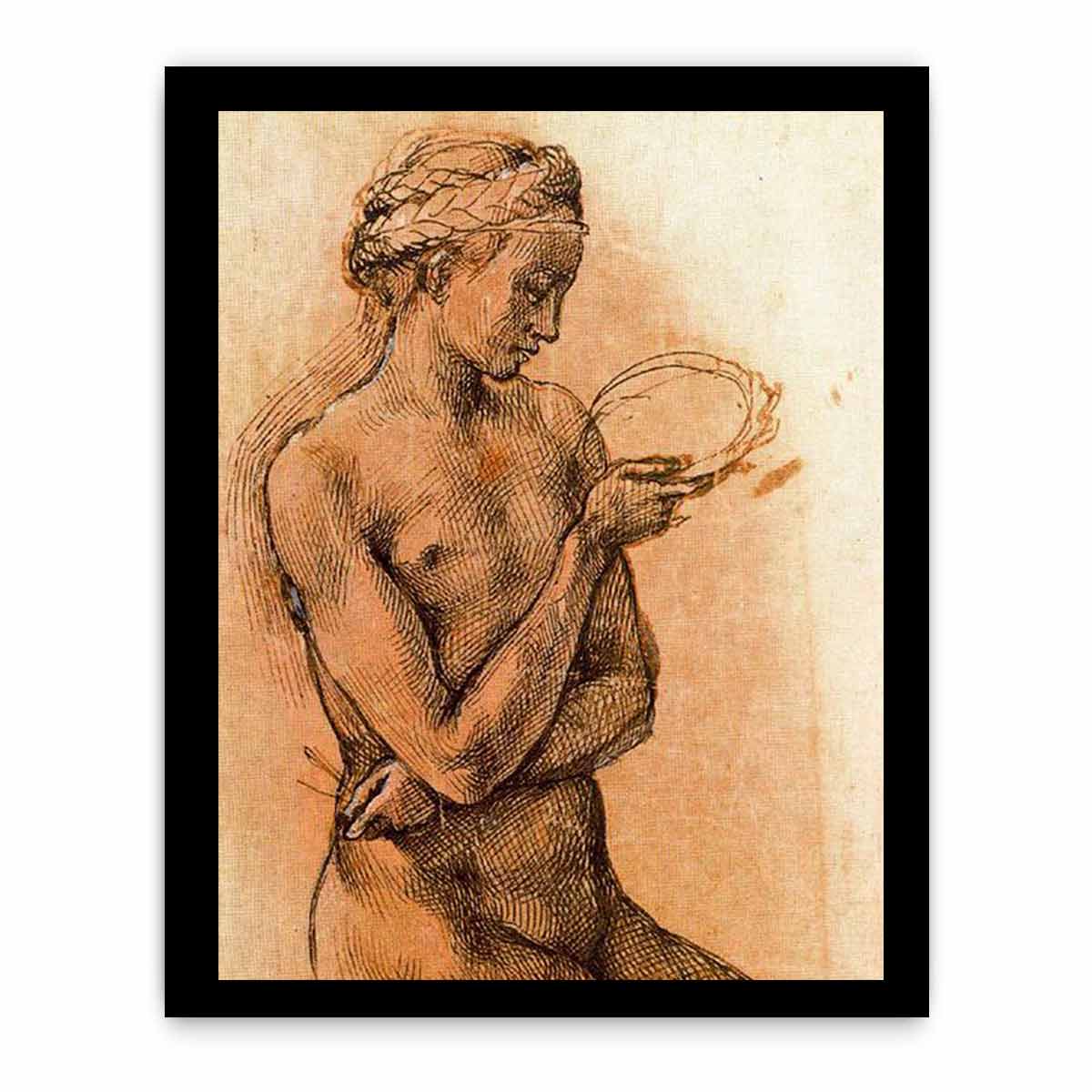 Study of a Kneeling Nude Girl for The Entombment By Michelangelo Buonarroti