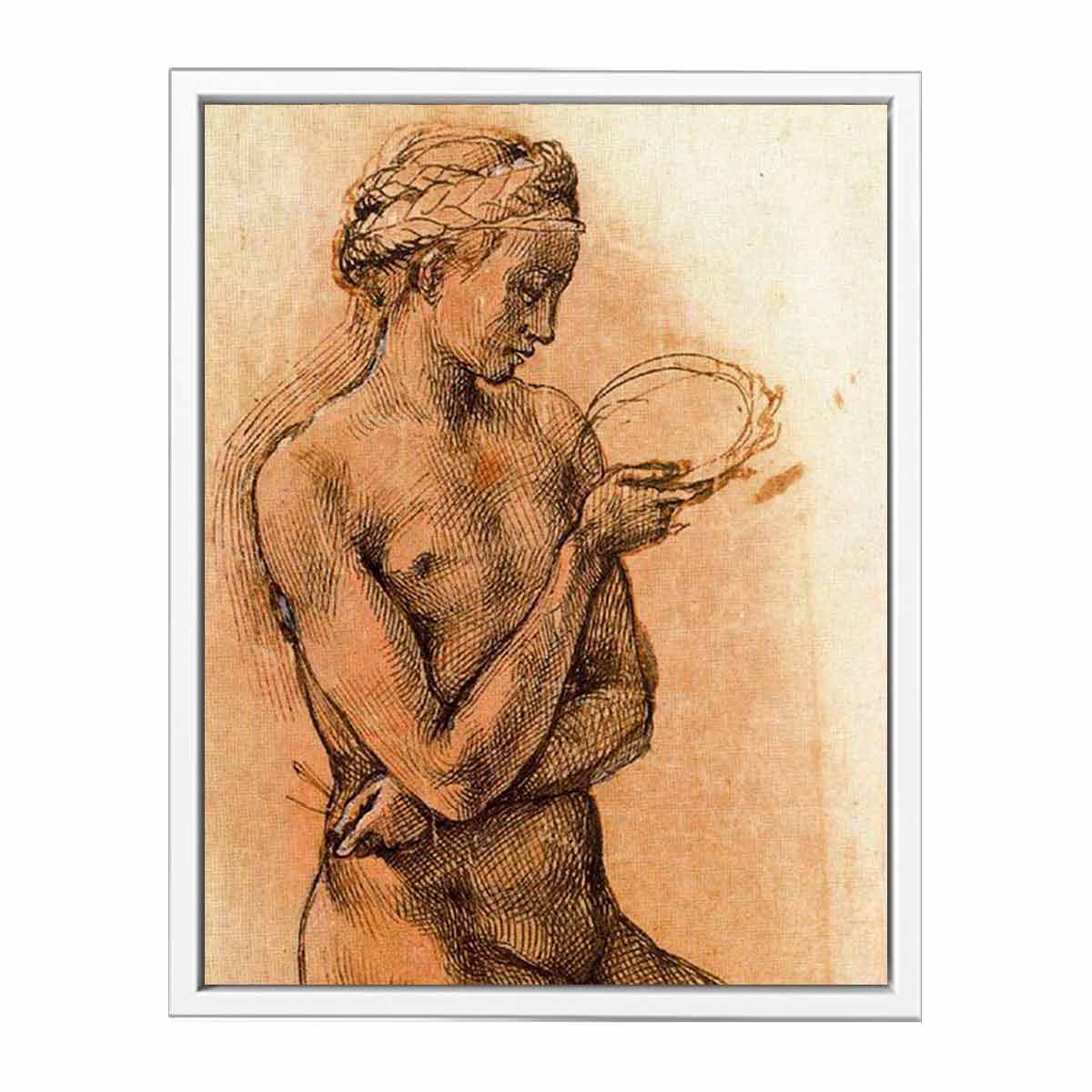 Study of a Kneeling Nude Girl for The Entombment By Michelangelo Buonarroti
