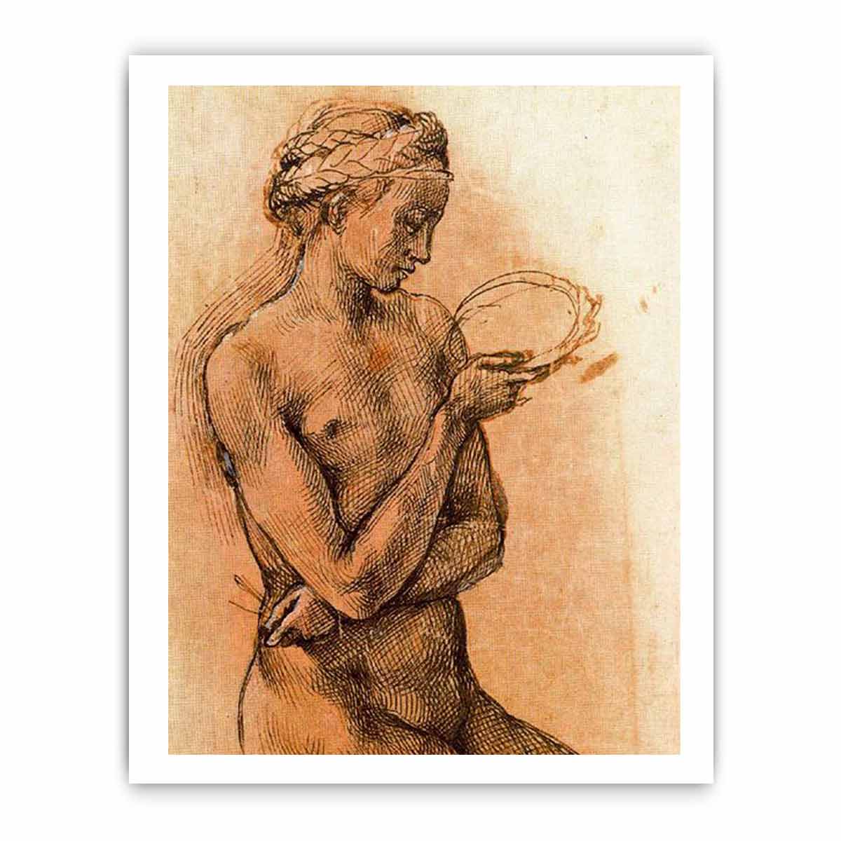 Study of a Kneeling Nude Girl for The Entombment By Michelangelo Buonarroti