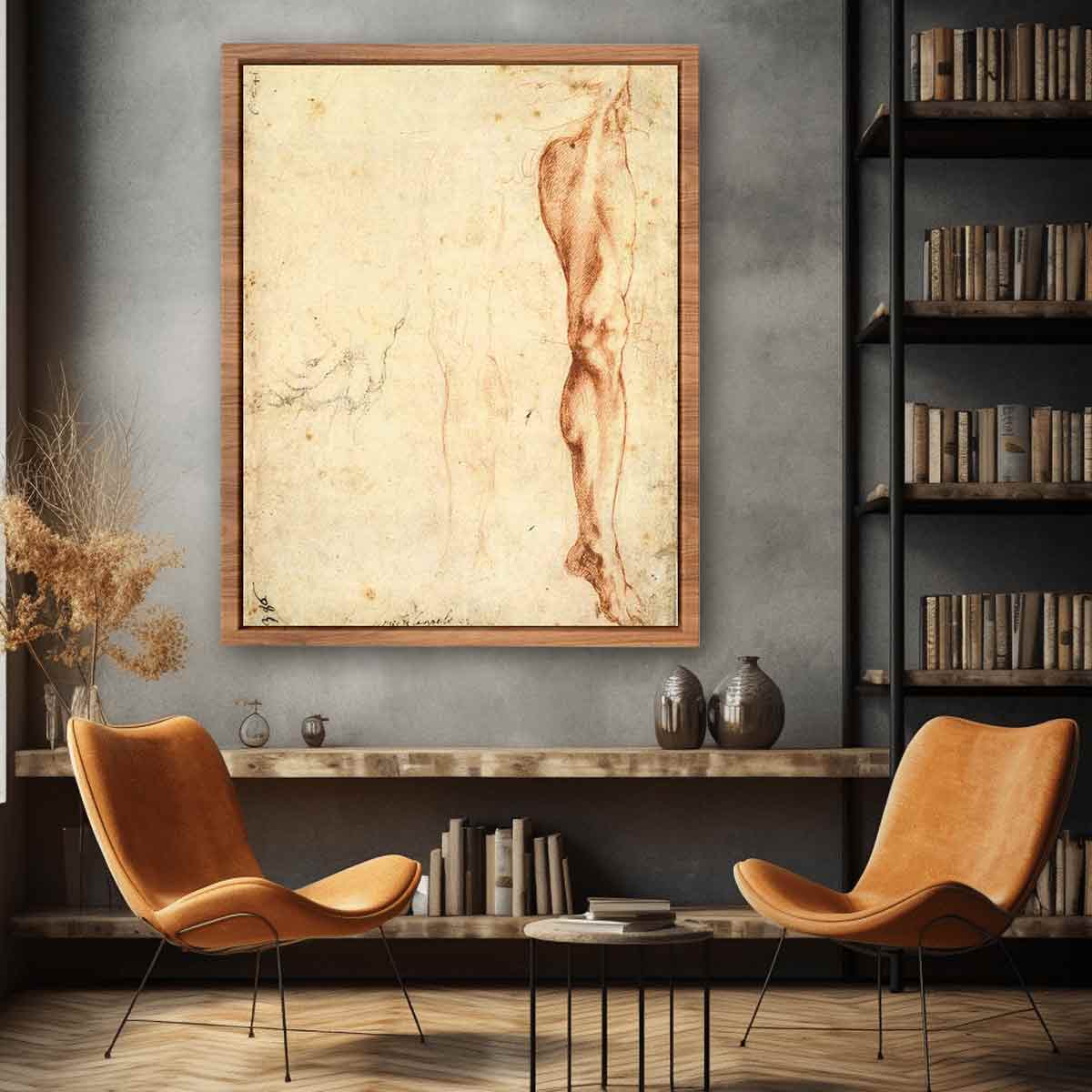 Study of a Left Male Leg (verso), 1515-20 By Michelangelo Buonarroti