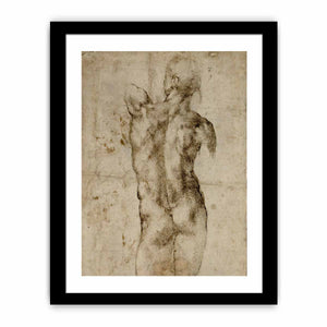 Standing Male Nude, Seen from the Rear (recto) By Michelangelo Buonarroti