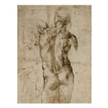 Standing Male Nude, Seen from the Rear (recto) By Michelangelo Buonarroti