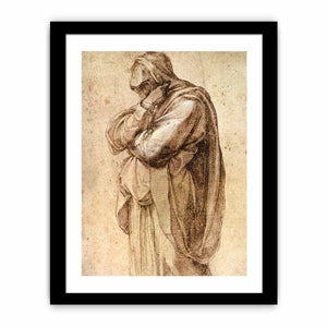 Study of a Mourning Woman by Michelangelo Buonarroti, pen and brown ink heightened with white