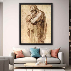 Study of a Mourning Woman by Michelangelo Buonarroti, pen and brown ink heightened with white