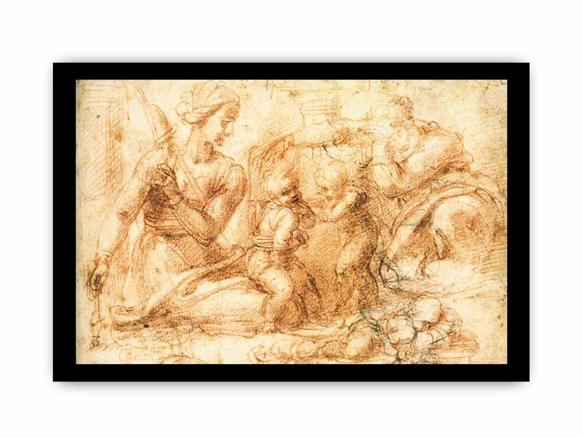Woman with a Distaff and Three Children By Michelangelo Buonarroti
