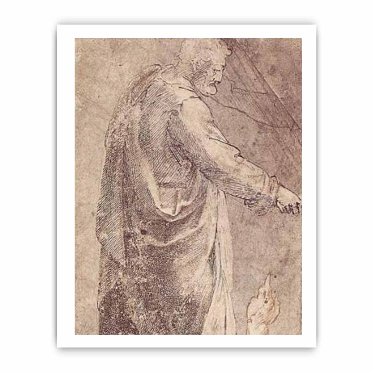 Male Figure after Masaccio, Arm Studies (recto) By Michelangelo Buonarroti