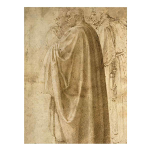 Three Standing Men in Wide Cloaks Turned to the Left (recto), c. 1492-1496 By Michelangelo Buonarroti