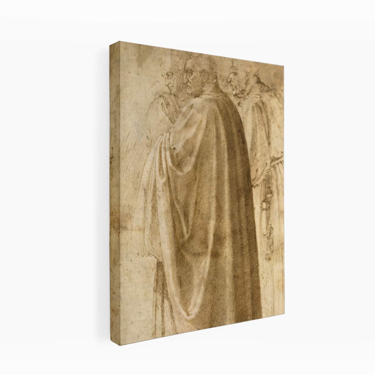 Three Standing Men in Wide Cloaks Turned to the Left (recto), c. 1492-1496 By Michelangelo Buonarroti