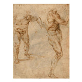 Two Nude Studies of a Man Storming Forward and Another Turning to the Right (verso), c. 1504 By Michelangelo Buonarroti artwork preview