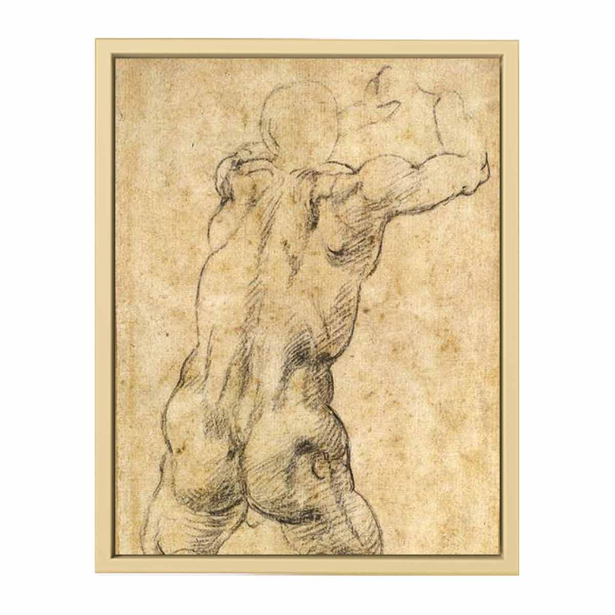 Kneeling Male Nude, Seen from the Rear By Michelangelo Buonarroti