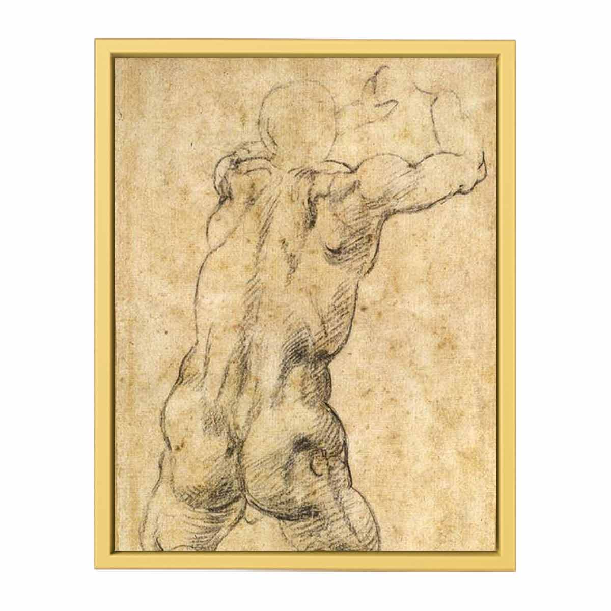 Kneeling Male Nude, Seen from the Rear By Michelangelo Buonarroti