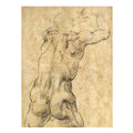 Kneeling Male Nude, Seen from the Rear By Michelangelo Buonarroti