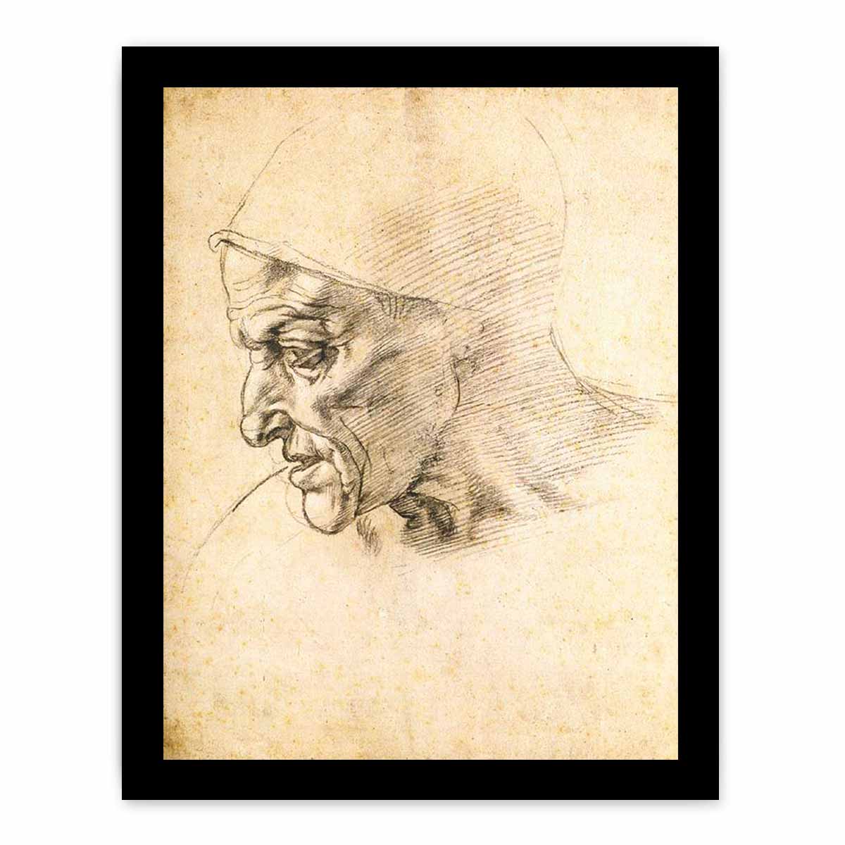 Study for the Head of the Cumeaen Sibyl (recto), 1508-10 By Michelangelo Buonarroti