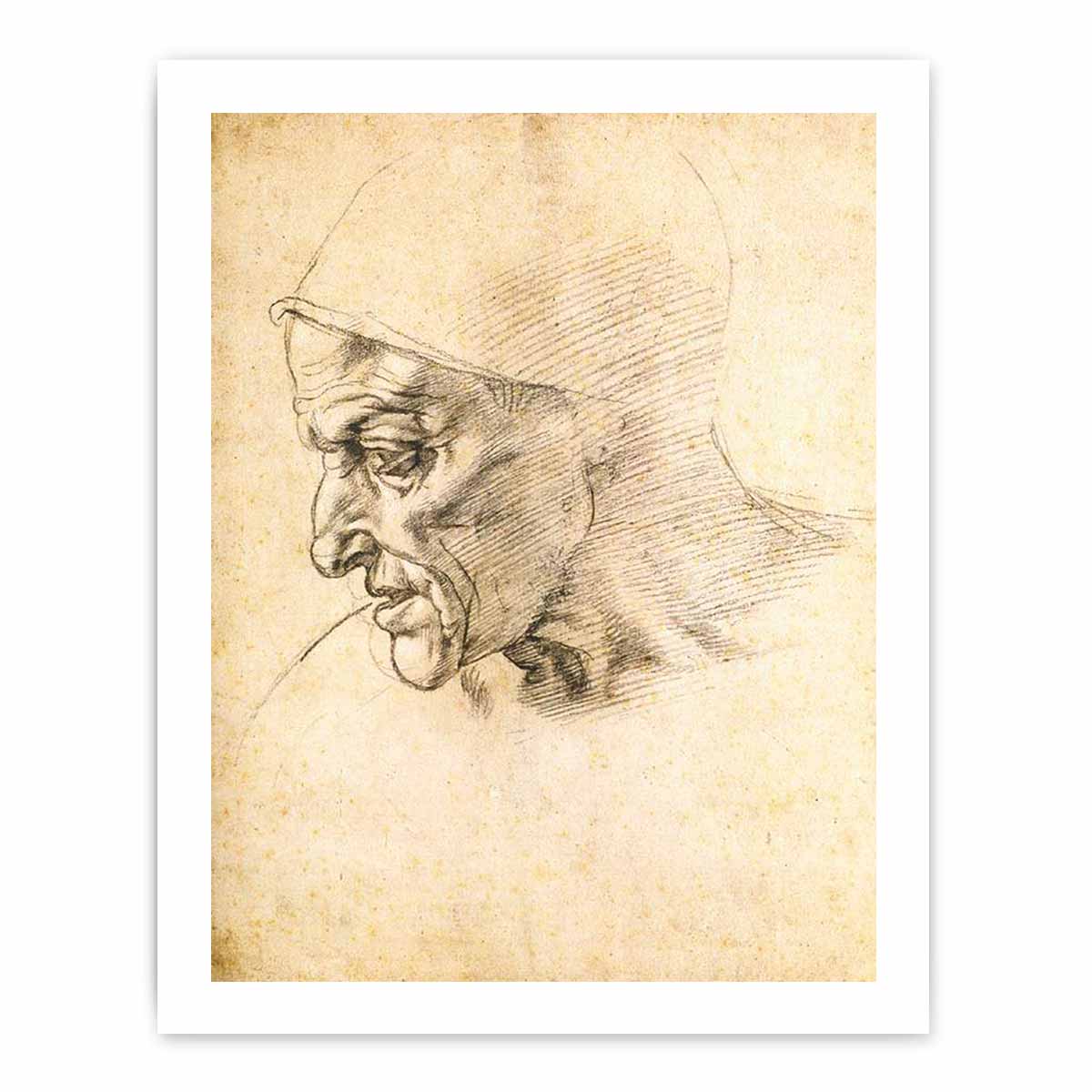 Study for the Head of the Cumeaen Sibyl (recto), 1508-10 By Michelangelo Buonarroti