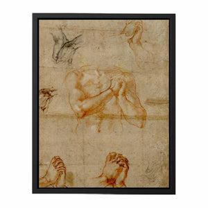Male Upper Body with Folded Hands (verso) By Michelangelo Buonarroti