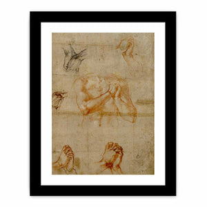 Male Upper Body with Folded Hands (verso) By Michelangelo Buonarroti