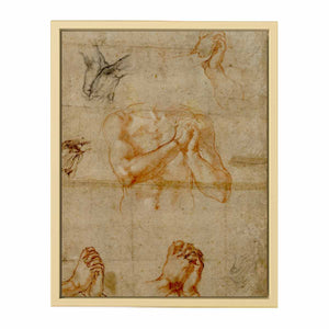 Male Upper Body with Folded Hands (verso) By Michelangelo Buonarroti