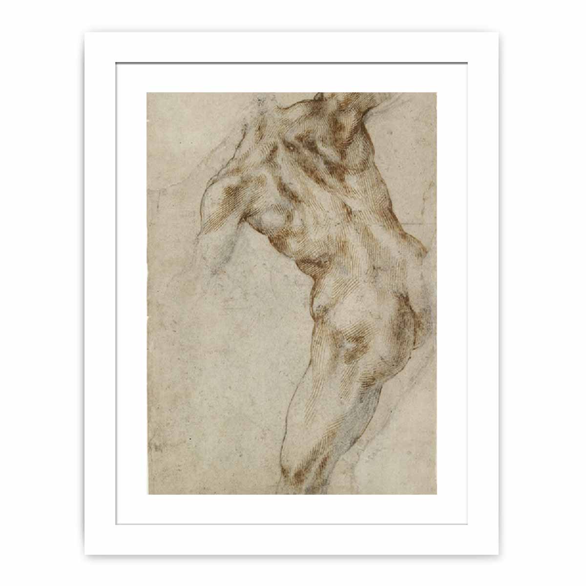 Male Nude, Seen from the Rear (recto) By Michelangelo Buonarroti
