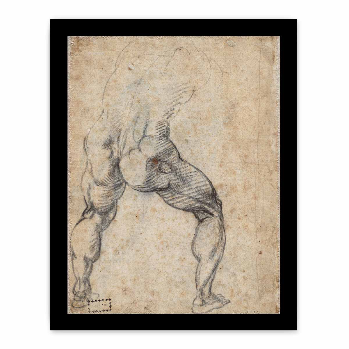 Male Nude, Seen from the Rear (verso) By Michelangelo Buonarroti