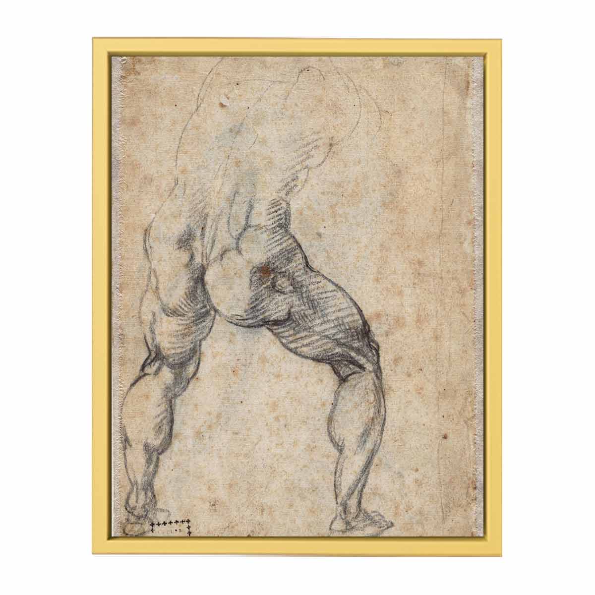 Male Nude, Seen from the Rear (verso) By Michelangelo Buonarroti