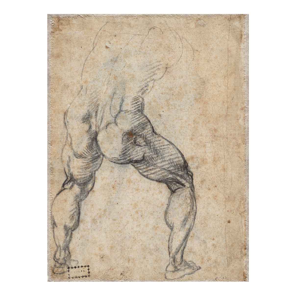 Male Nude, Seen from the Rear (verso) By Michelangelo Buonarroti