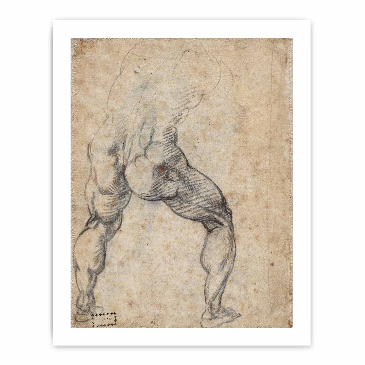 Male Nude, Seen from the Rear (verso) By Michelangelo Buonarroti