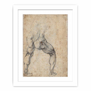 Male Nude, Seen from the Rear (verso) By Michelangelo Buonarroti