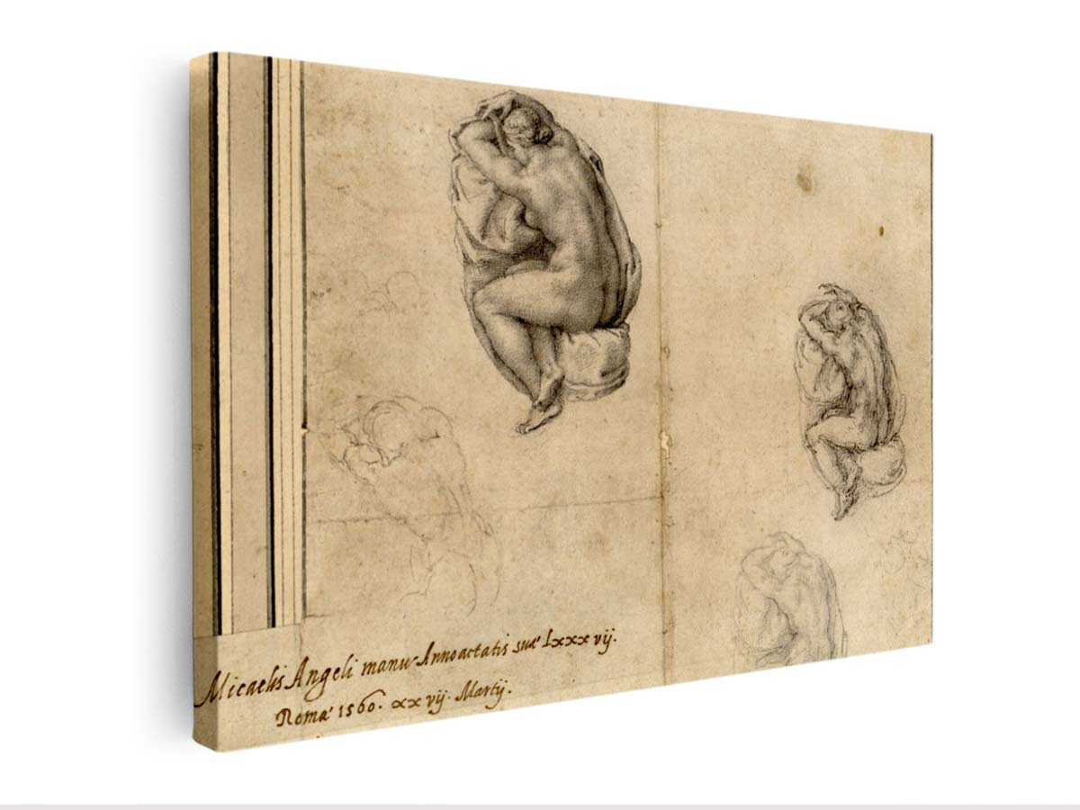 Sitting Nude Figures By Michelangelo Buonarroti
