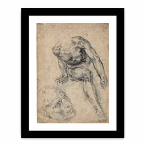 Study of a Male Nude (recto) By Michelangelo Buonarroti