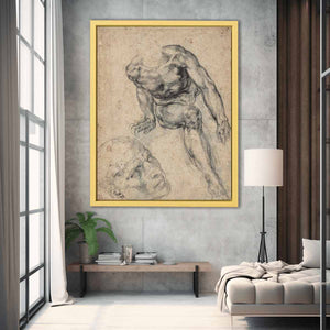 Study of a Male Nude (recto) By Michelangelo Buonarroti