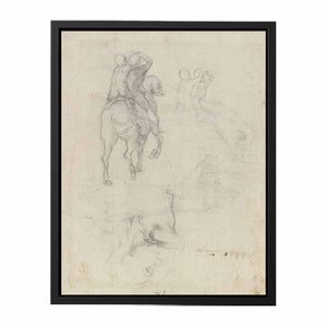Studies of a Horse with Two Nude Riders and a Male Torso By Michelangelo Buonarroti