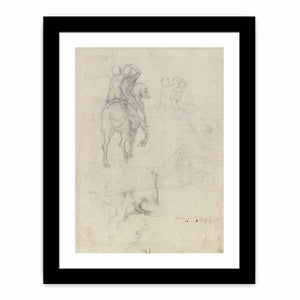 Studies of a Horse with Two Nude Riders and a Male Torso By Michelangelo Buonarroti