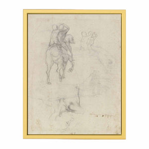 Studies of a Horse with Two Nude Riders and a Male Torso By Michelangelo Buonarroti
