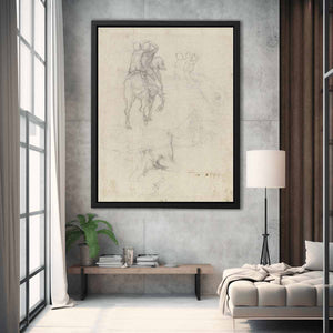 Studies of a Horse with Two Nude Riders and a Male Torso By Michelangelo Buonarroti