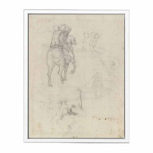 Studies of a Horse with Two Nude Riders and a Male Torso By Michelangelo Buonarroti