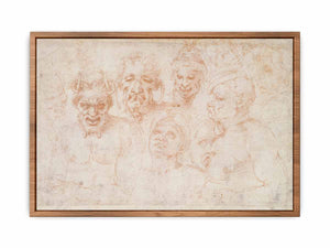 Grotesque heads and further studies By Michelangelo Buonarroti