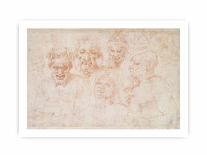 Grotesque heads and further studies By Michelangelo Buonarroti