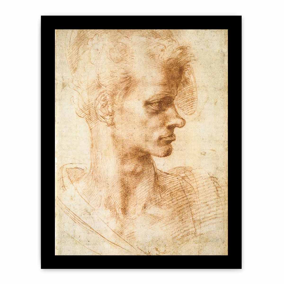 Bust of a Young Man (recto), 1524-25 By Michelangelo Buonarroti